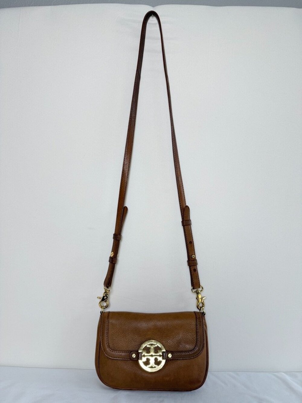 TORY BURCH Amanda Leather Crossbody Bag Brown - Picture 2 of 14